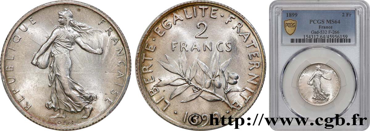 2 francs Semeuse 1899  F.266/3 SPL64 PCGS