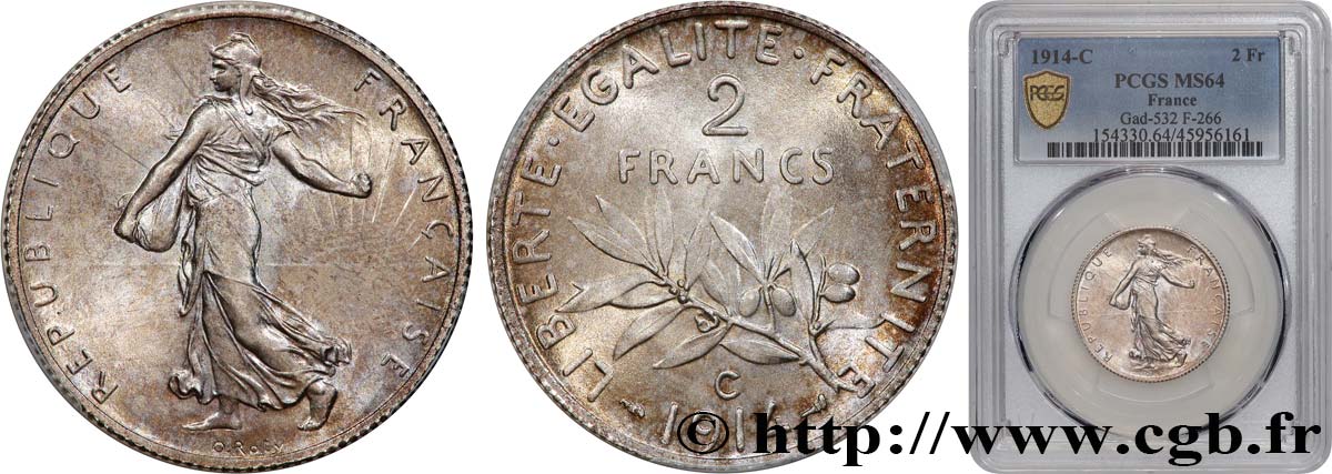 2 francs Semeuse 1914 Castelsarrasin F.266/16 SPL64 PCGS