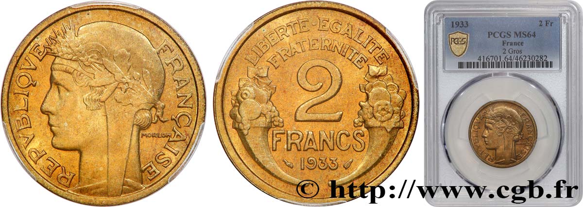 2 francs Morlon 1933  F.268/5 SPL64 PCGS