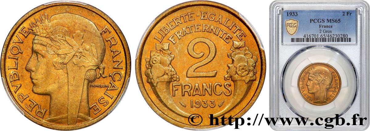 2 francs Morlon 1933  F.268/5 FDC65 PCGS