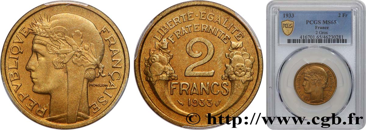 2 francs Morlon 1933  F.268/5 MS65 PCGS