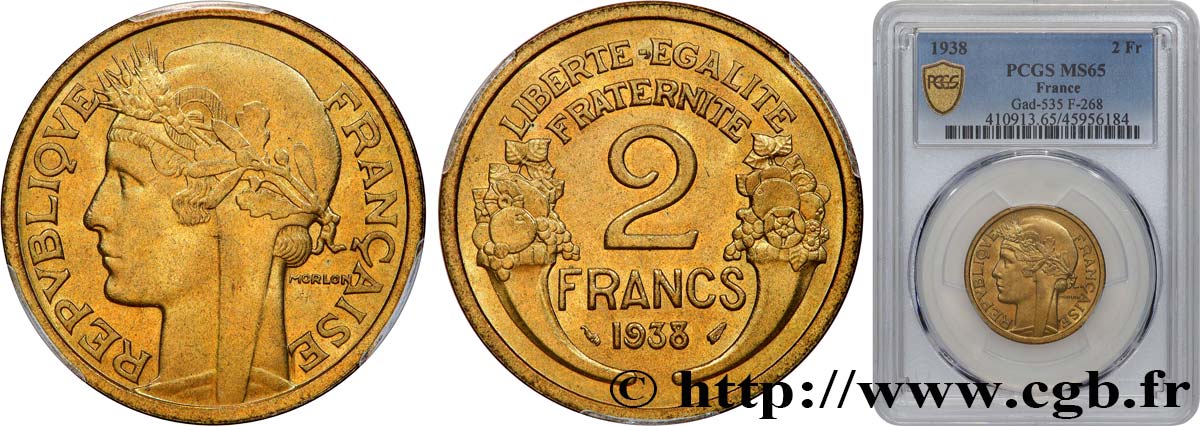 2 francs Morlon 1938  F.268/11 ST65 PCGS