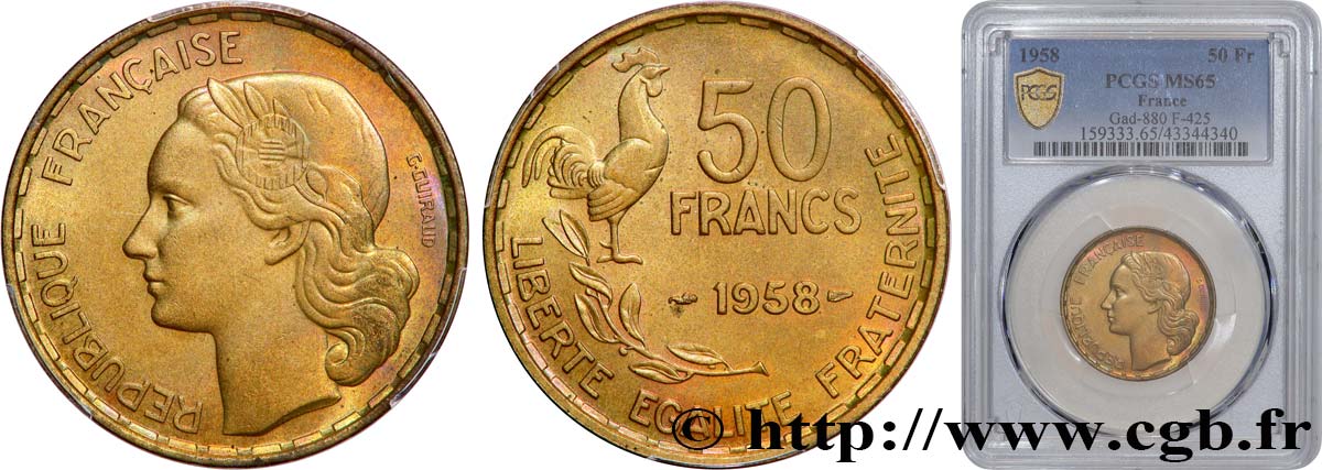 50 Francs Guiraud 1958 Paris F.425/14 MS65 PCGS