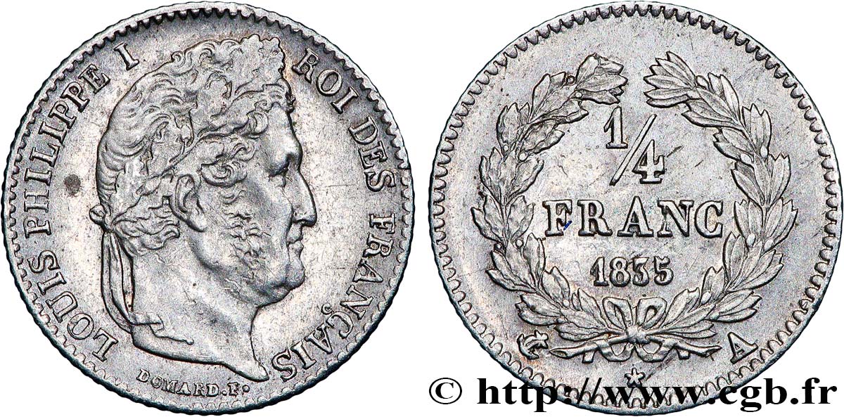 1/4 franc Louis-Philippe 1835 Paris F.166/49 SS 