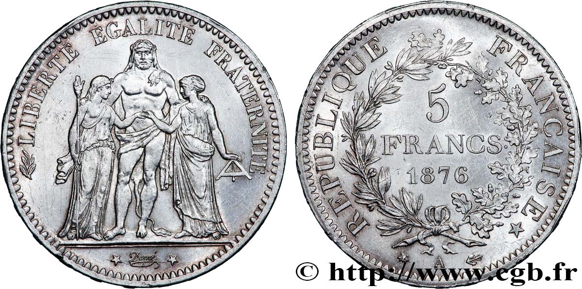 5 francs Hercule 1876 Paris F.334/17 VZ+ 