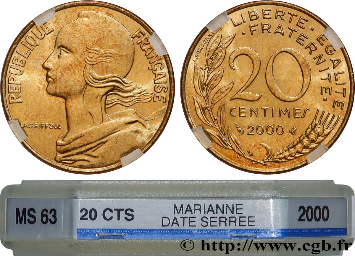 20 centimes Marianne 2000 Pessac F.156/44 SPL63 GENI