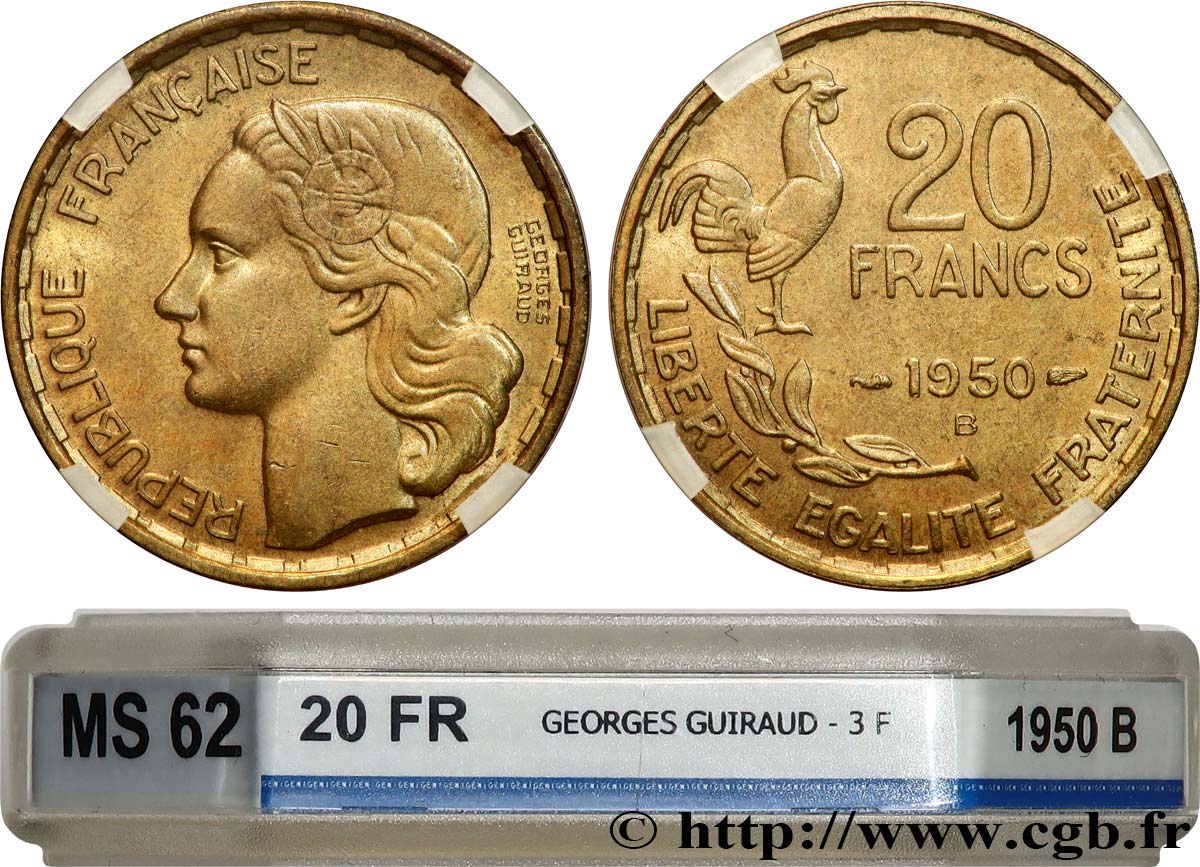 20 francs Georges Guiraud 1950 Beaumont-Le-Roger F.401/2 SUP62 GENI