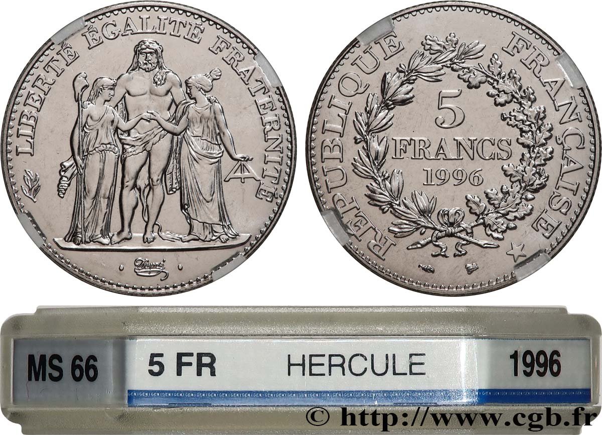 5 francs Hercule de Dupré 1996  F.346/2 MS66 GENI