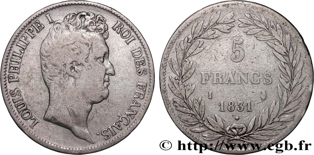 5 francs type Tiolier avec le I, tranche en creux 1831 Limoges F.315/19 BC 