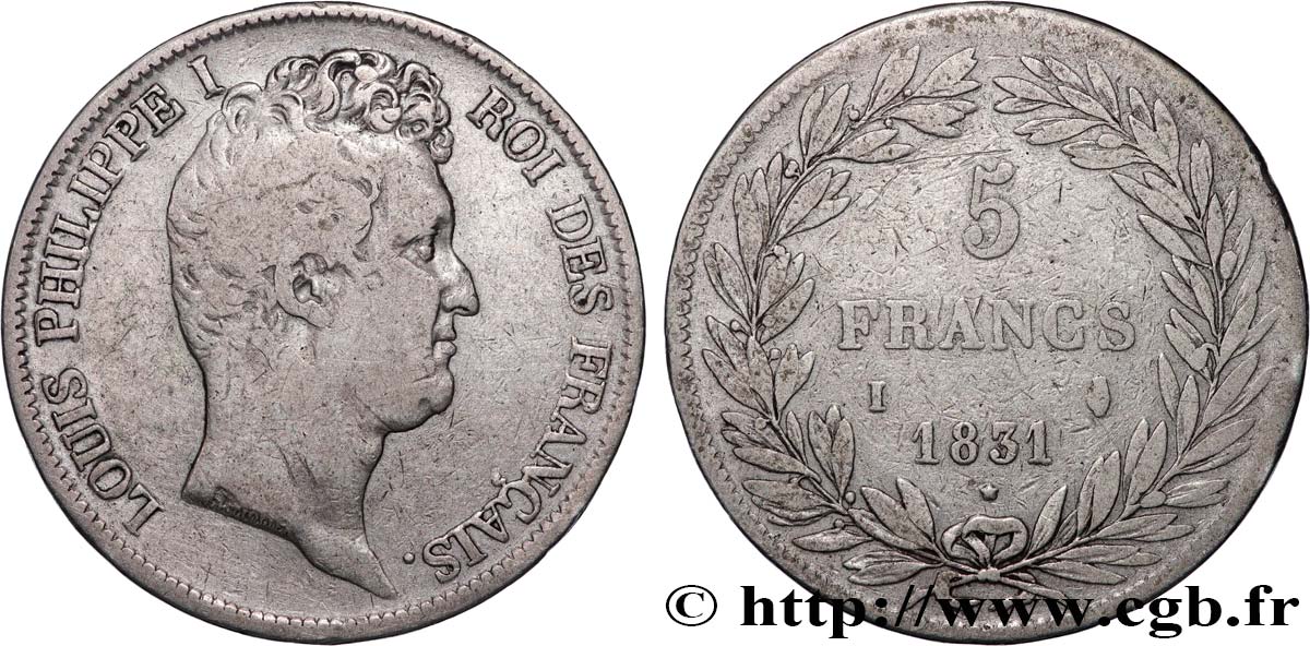 5 francs type Tiolier avec le I, tranche en creux 1831 Limoges F.315/19 S 