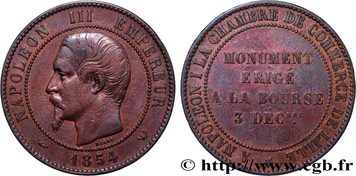Module de dix centimes, Visite à la chambre de commerce de Lille 1854 Lille VG.3403  BC+ 