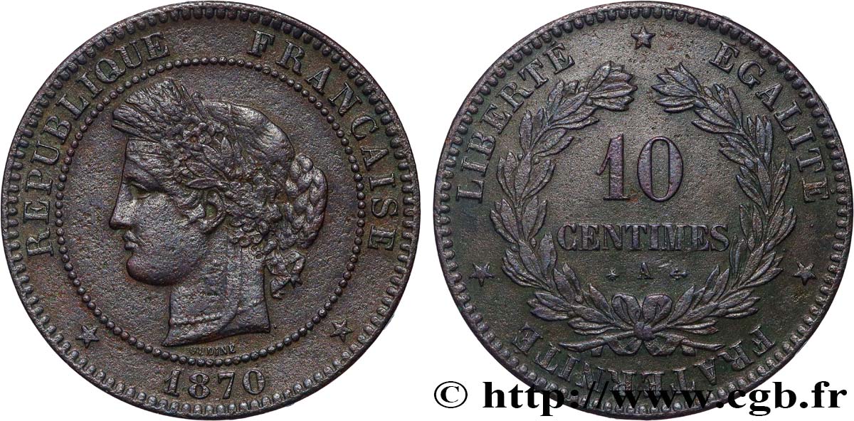 10 centimes Cérès 1870 Paris F.135/4 BC+ 