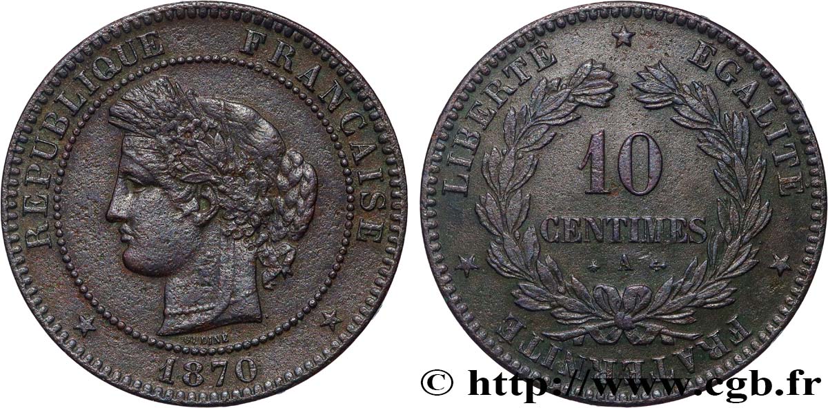 10 centimes Cérès 1870 Paris F.135/4 TB+ 