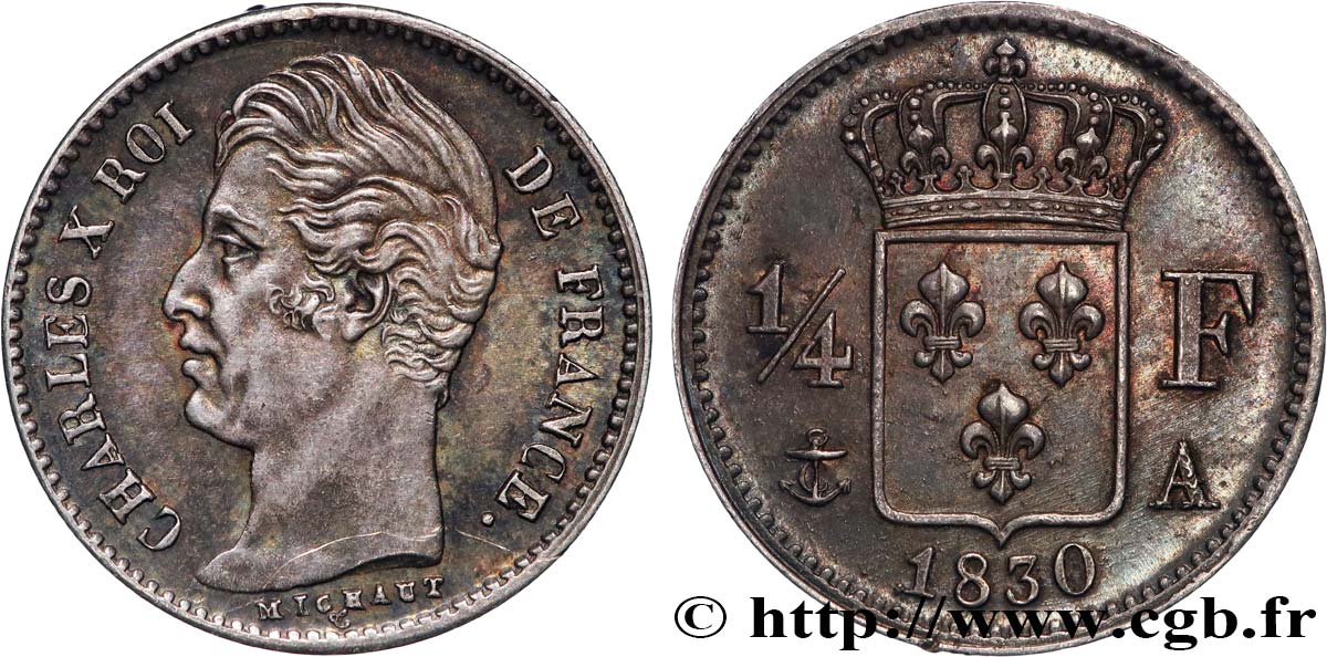 1/4 franc Charles X 1830 Paris F.164/39 VZ62 