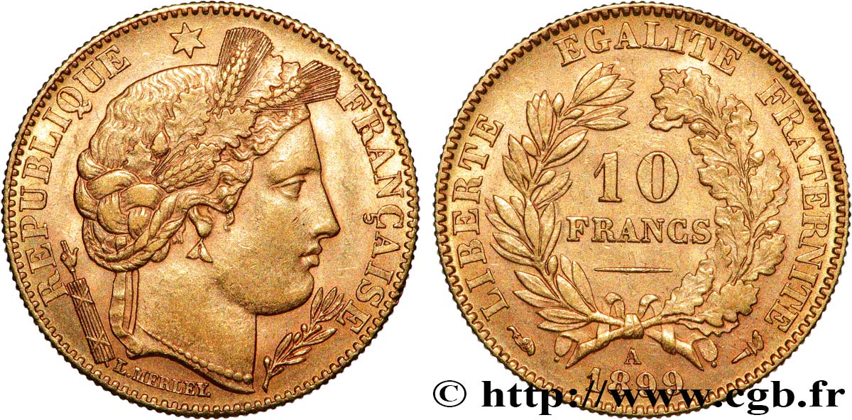 10 francs or Cérès, Troisième République 1899 Paris F.508/5 fVZ 