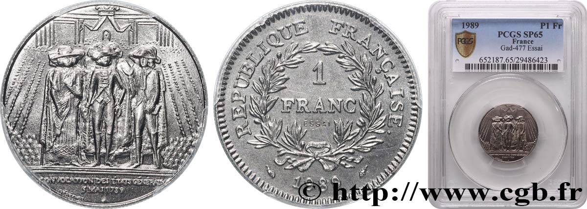 Essai de 1 franc États Généraux 1989 Paris F.228/1 ST65 PCGS