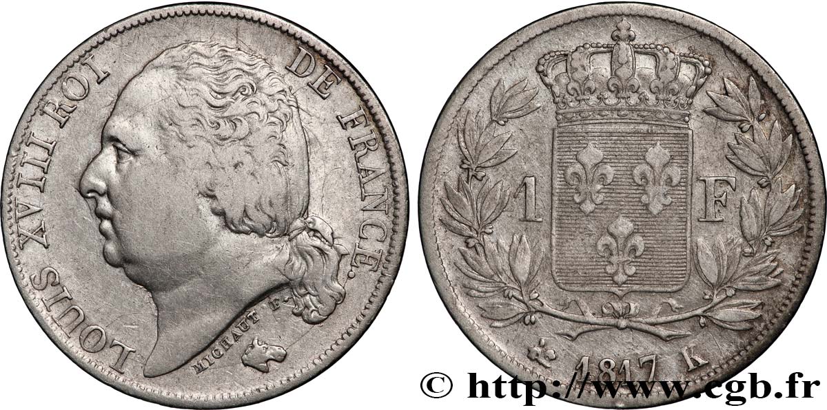 1 franc Louis XVIII 1817 Bordeaux F.206/13 fSS 