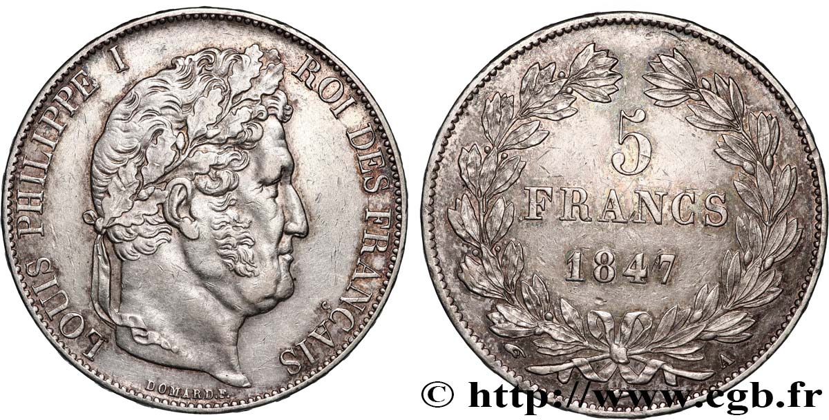 5 francs IIIe type Domard 1847 Paris F.325/14 SPL 