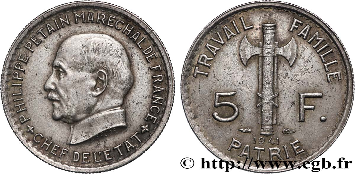 5 francs Pétain  1941  F.338/2 q.SPL 
