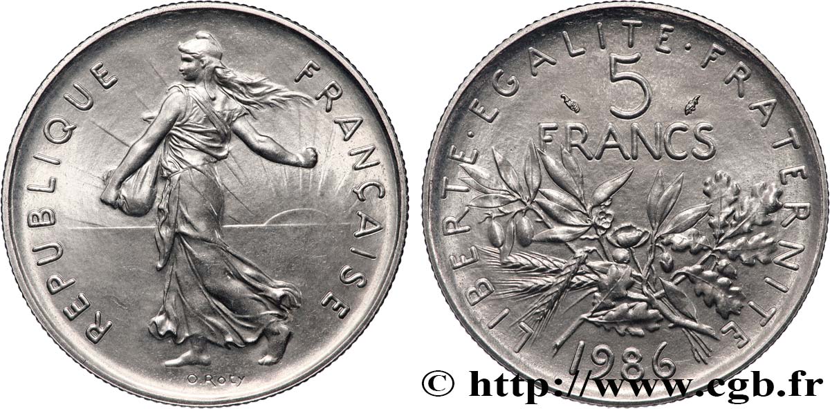 5 francs Semeuse, nickel 1986 Pessac F.341/18 SPL 
