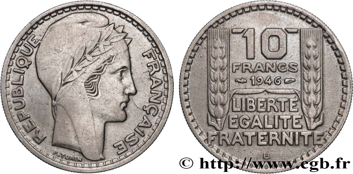 10 francs Turin, grosse tête, rameaux longs 1946 Beaumont-Le-Roger F.361/4 BB 