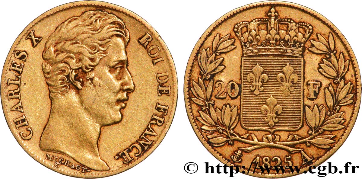 20 francs or Charles X 1825 Paris F.520/1 SS 