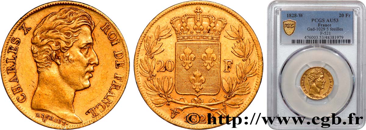 20 francs or Charles X 1828 Lille F.521/4 BB53 PCGS