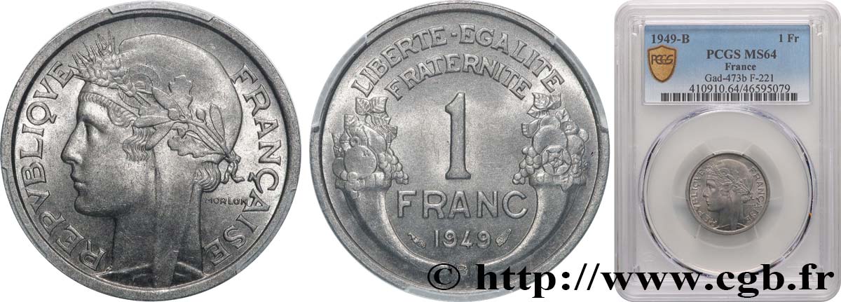 1 franc Morlon, légère 1949 Beaumont-Le-Roger F.221/16 fST64 PCGS