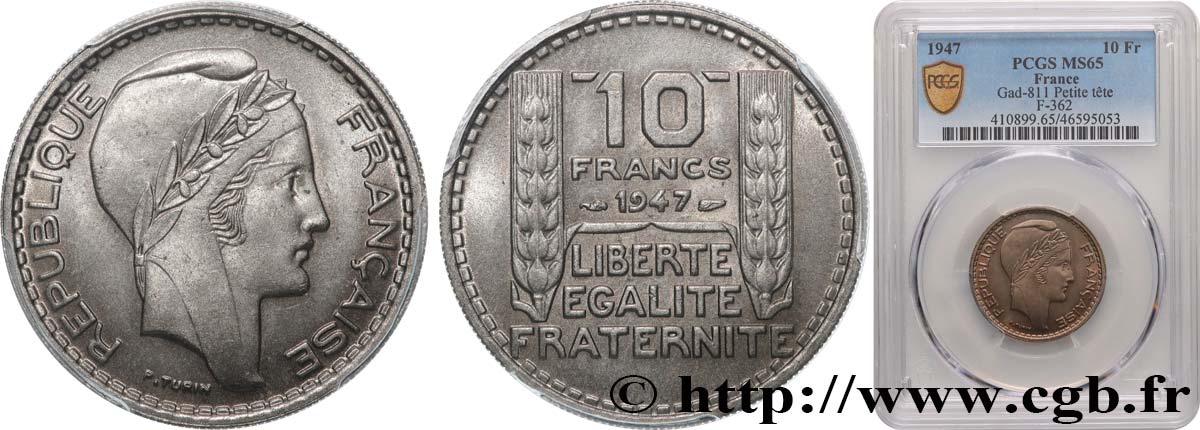 10 francs Turin, petite tête 1947  F.362/1 MS65 PCGS