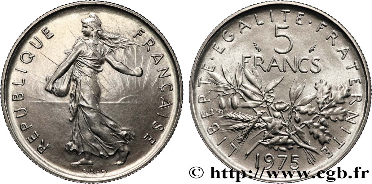 5 francs Semeuse, nickel 1975 Paris F.341/7 FDC 