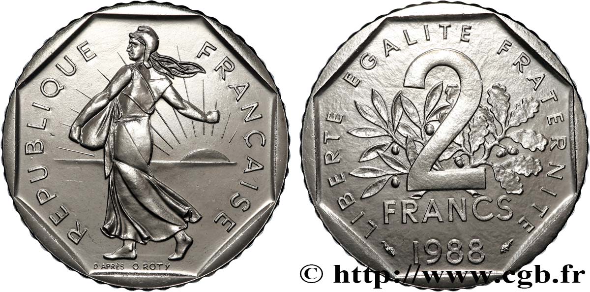 2 francs Semeuse, nickel 1988 Pessac F.272/12 ST 