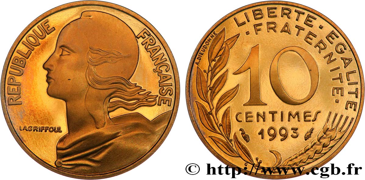 10 centimes Marianne, BE (Belle Épreuve) 1993 Pessac F.144/35 var. FDC 