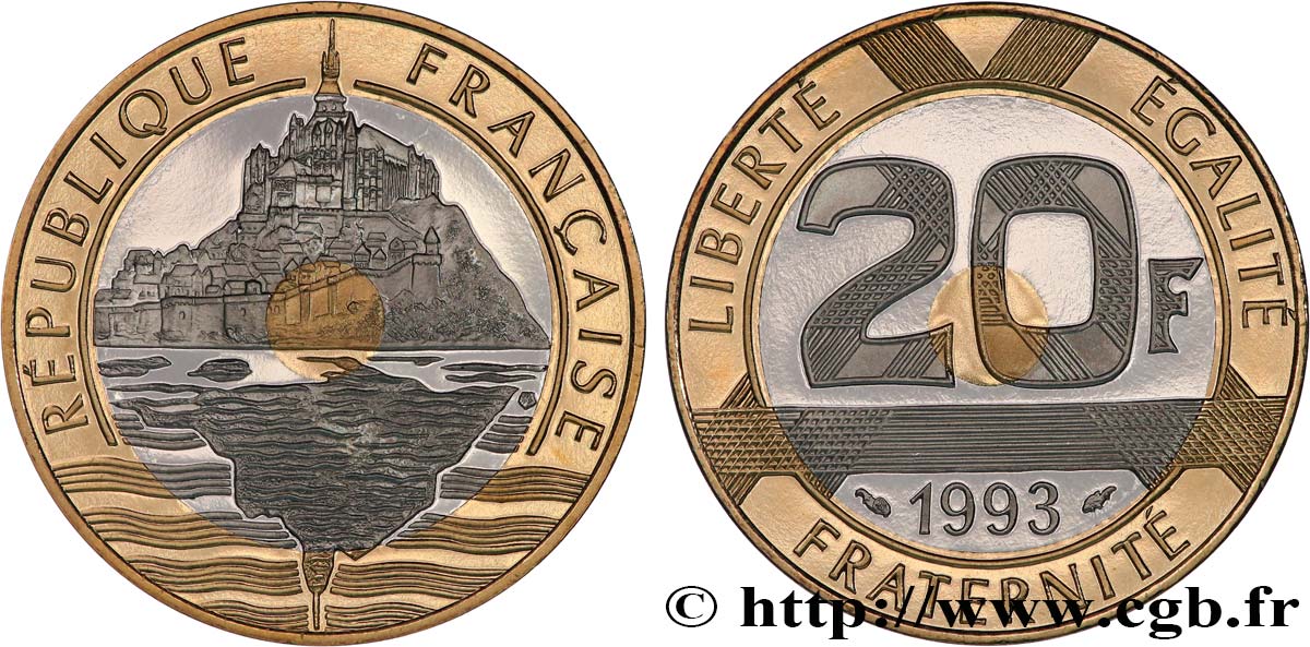 20 francs Mont Saint-Michel, Belle Épreuve 1993 Pessac F.403/7 var. FDC 