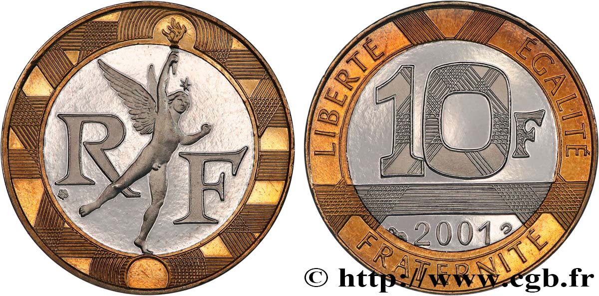 10 francs Génie de la Bastille, BE (Belle Épreuve) 2001 Pessac F.375/18 var. FDC 