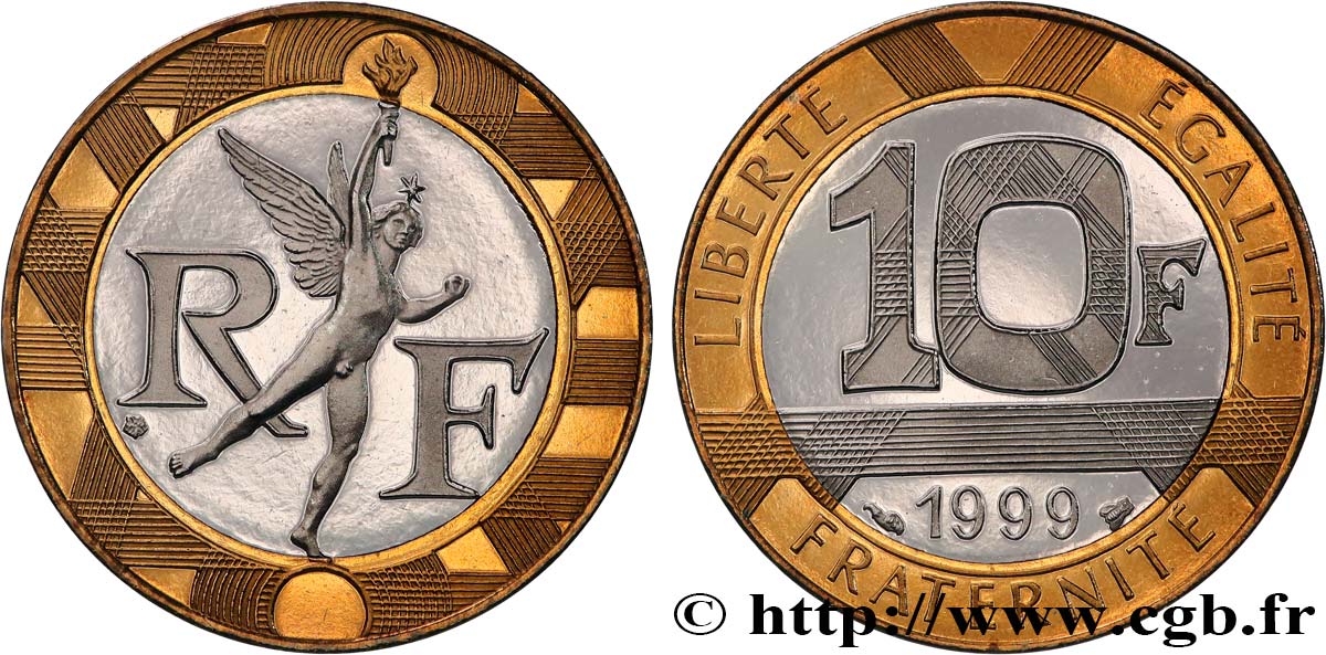 10 francs Génie de la Bastille, BE (Belle Épreuve) 1999 Pessac F.375/16 var. FDC 