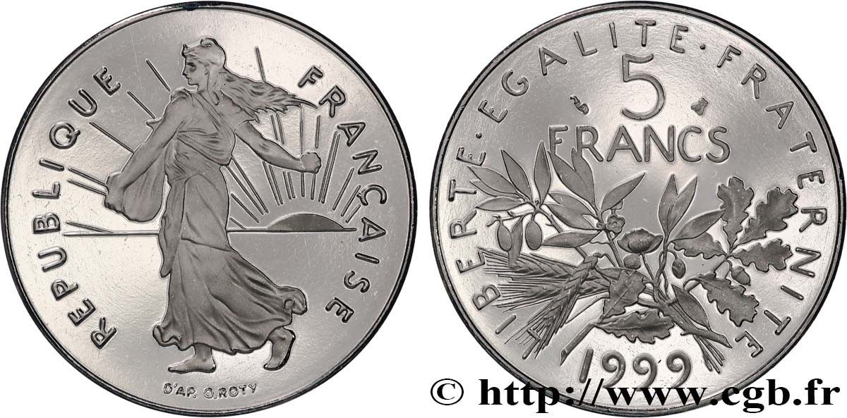 5 francs Semeuse, nickel, BE (Belle Épreuve) 1999 Pessac F.341/35 var. FDC 