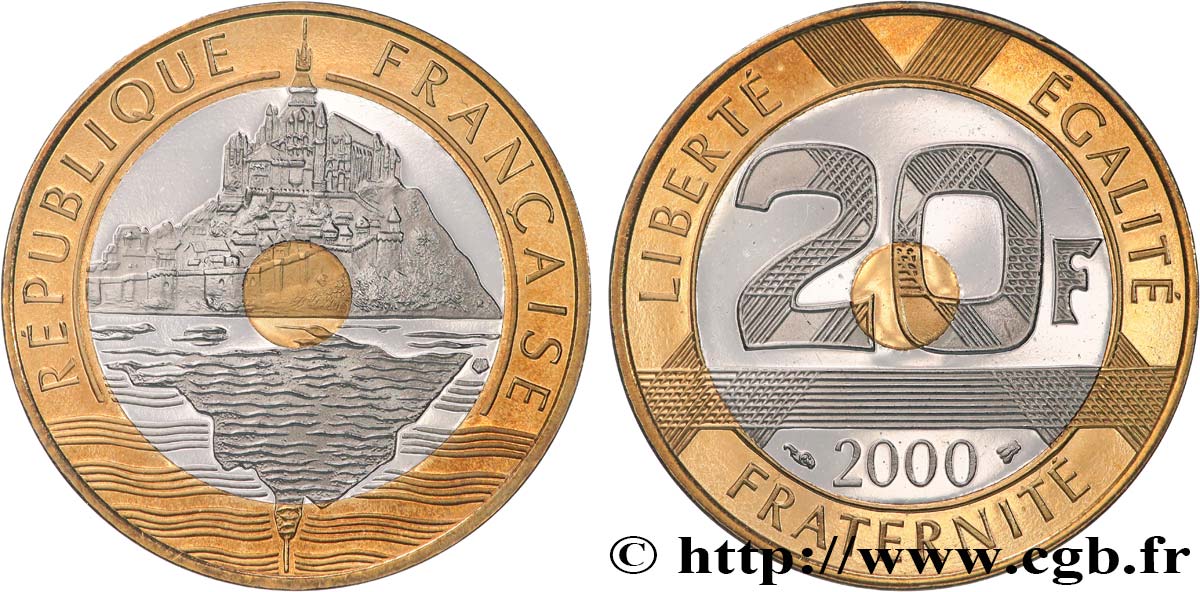 20 francs Mont Saint-Michel, BE (Belle Épreuve) 2000 Pessac F.403/16 var. ST 
