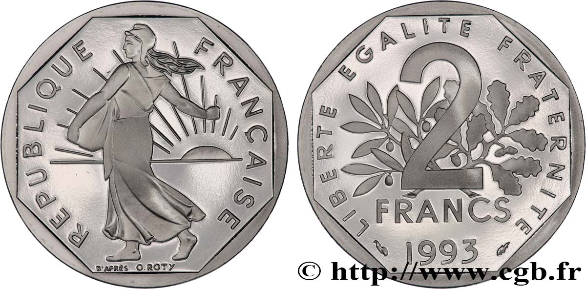 2 francs Semeuse, nickel, BE (Belle Épreuve) 1993 Pessac F.272/19 var. ST 
