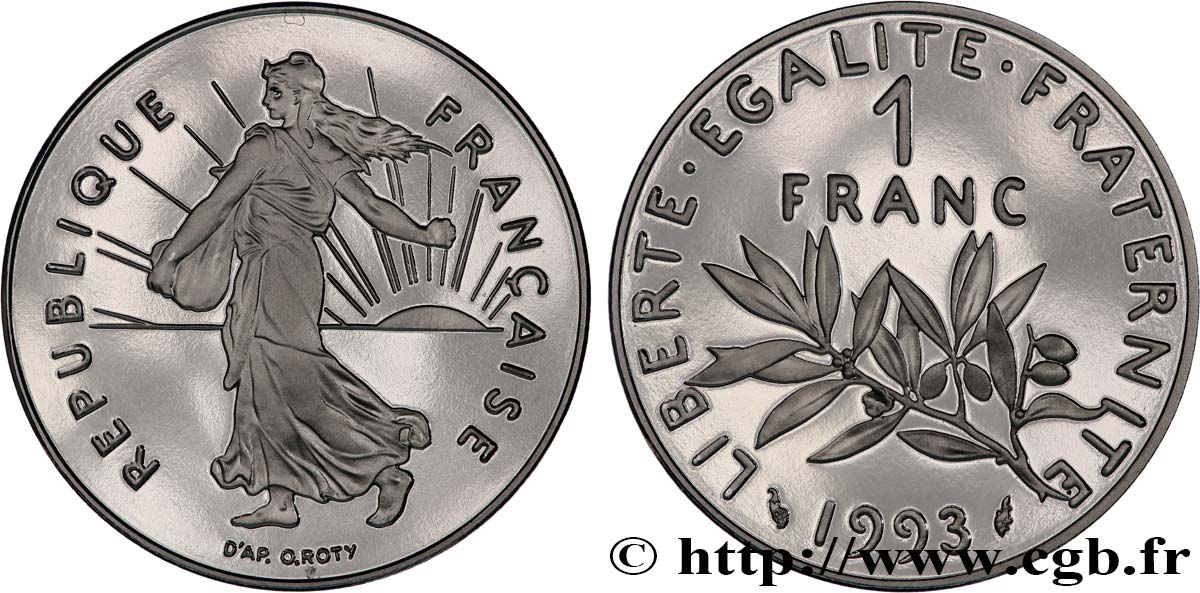 1 franc Semeuse, nickel, Belle Épreuve 1993 Pessac F.226/40 var. FDC 