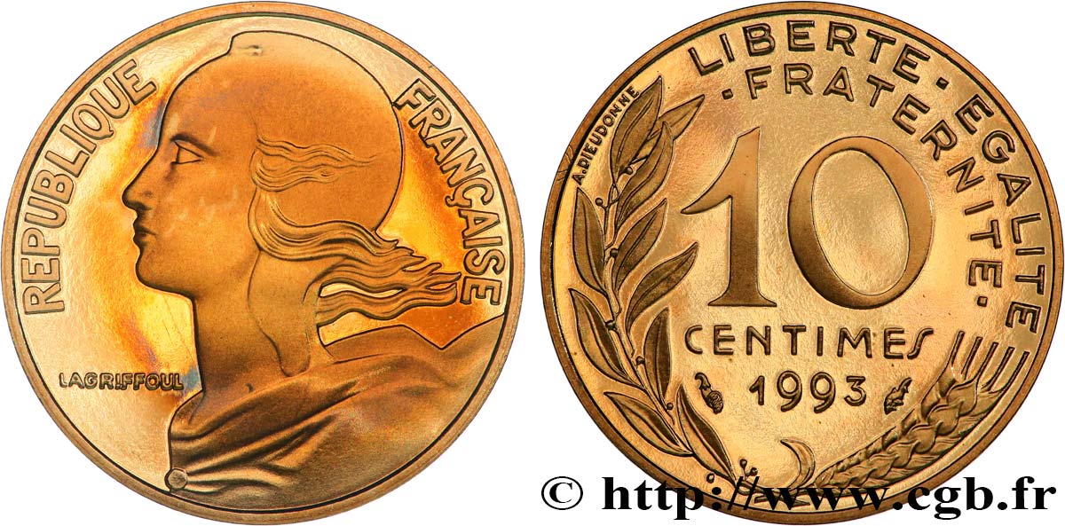 10 centimes Marianne, BE (Belle Épreuve) 1993 Pessac F.144/35 var. FDC 