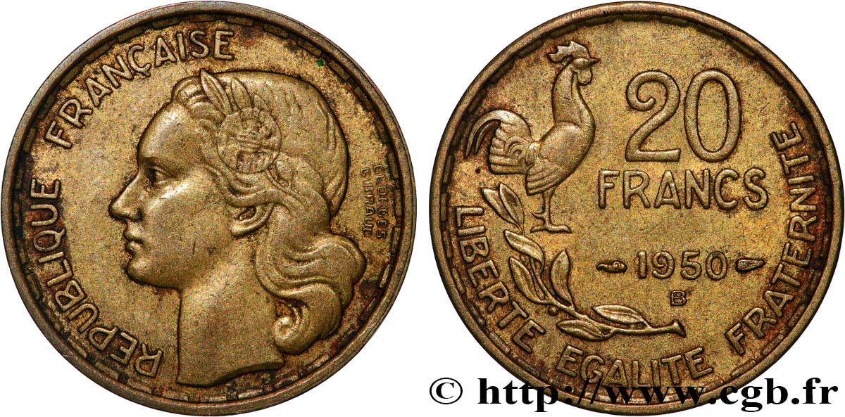 20 francs Georges Guiraud 1950 Beaumont-Le-Roger F.401/2 TTB 