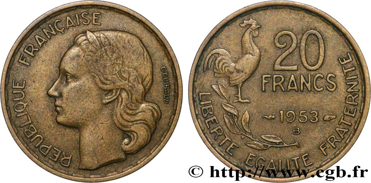 20 francs G. Guiraud 1953 Beaumont-Le-Roger F.402/12 BB45 