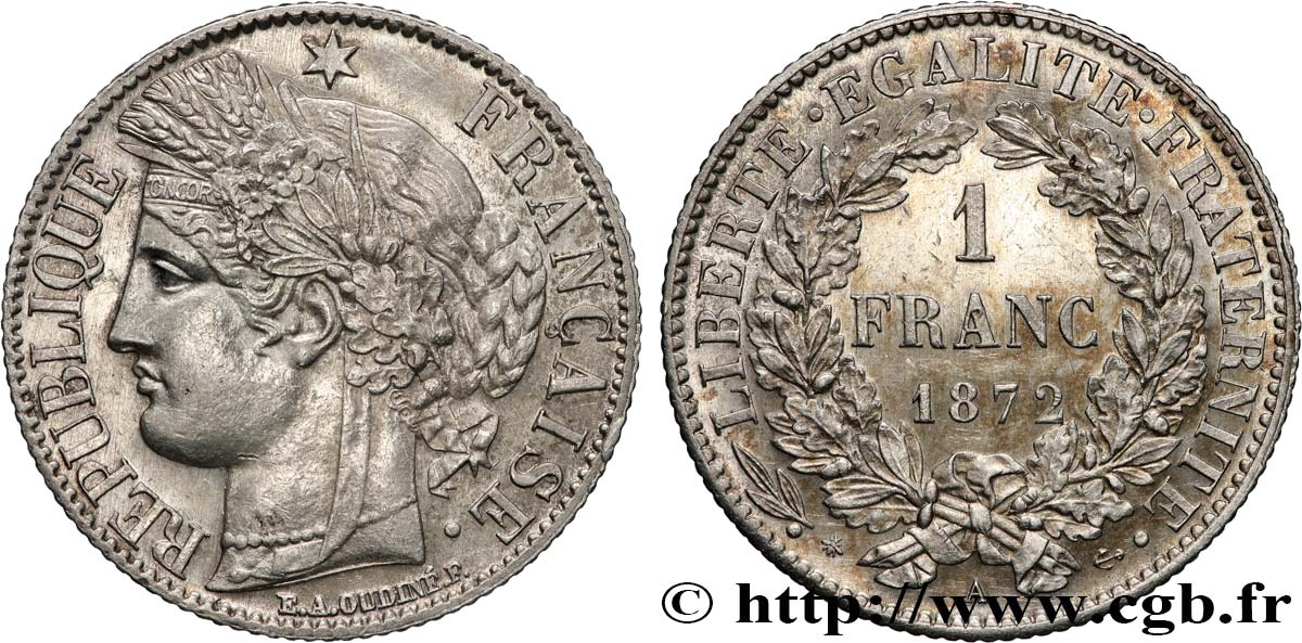 1 franc Cérès, IIIe République 1872 Paris F.216/5 SUP 