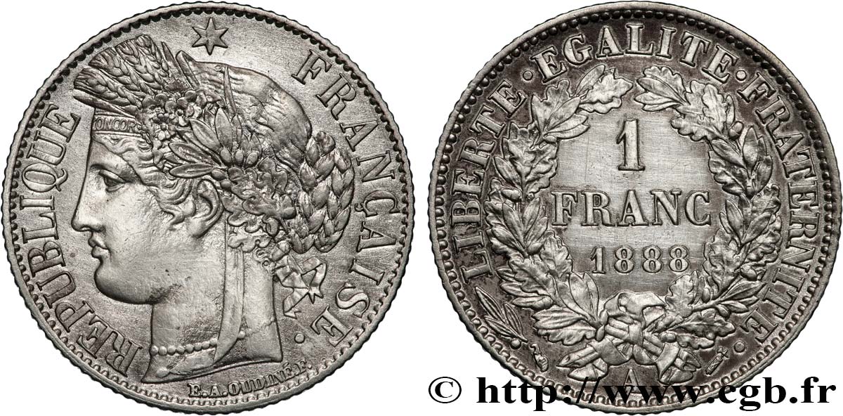 1 franc Cérès, IIIe République 1888 Paris F.216/10 TTB+ 