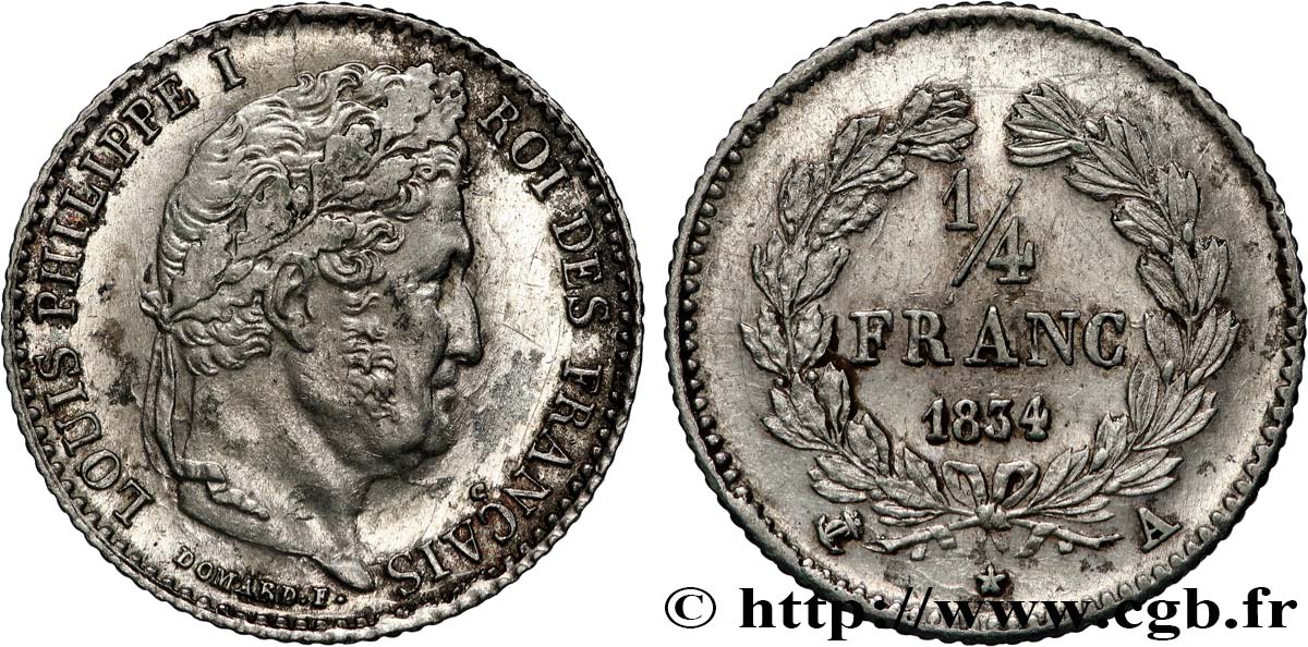 1/4 franc Louis-Philippe 1834 Paris F.166/37 VZ 