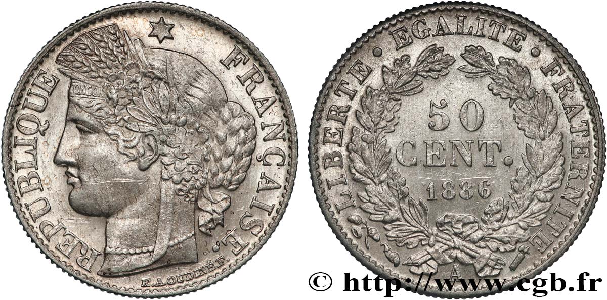 50 centimes Cérès, IIIe République 1886 Paris F.189/11 fVZ 