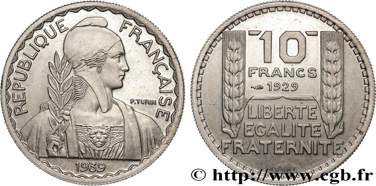 ESSAI 10 Francs Turin Hybride, module 25 mm, poids de 6,9 g n.d. Paris GEM.174 18 FDC65 