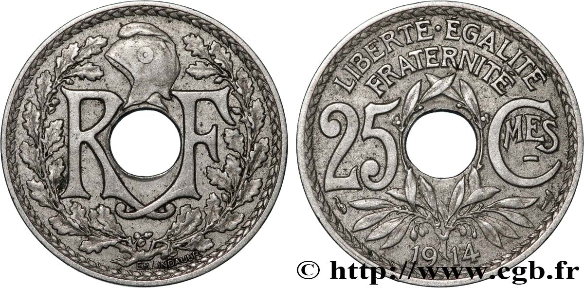 25 centimes Lindauer, Cmes souligné 1914  F.170/2 XF 