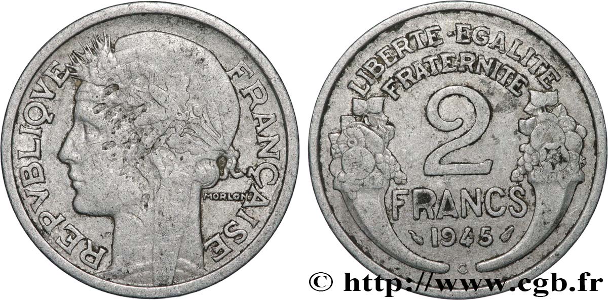 2 francs Morlon, aluminium 1945 Castelsarrasin F.269/7 SGE 