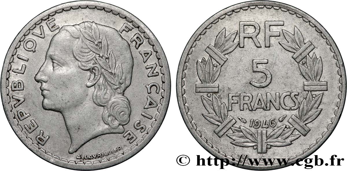 5 francs Lavrillier, aluminium 1946 Castelsarrasin F.339/8 VG 
